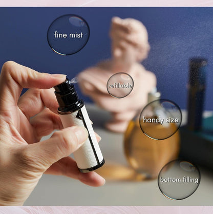 Portable Mini Refillable Perfume Bottle Empty Fine Mist Travel Spray Bottle Scent Pump Case Sprayer (Black）
